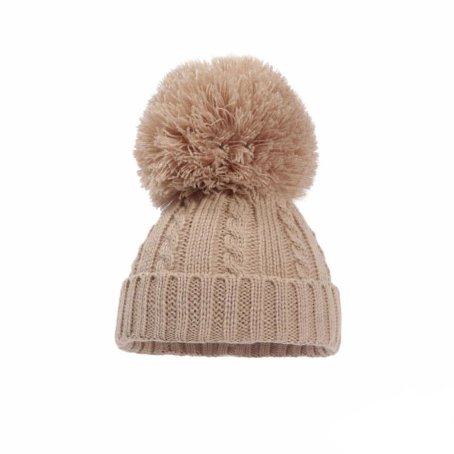 Cable Knit Pom Pom Bobble Hat 0-24 Months