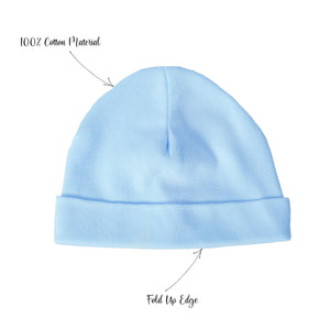 Baban Baby Hats - 2 Pack - 100% Cotton, Made In Britain - Blue