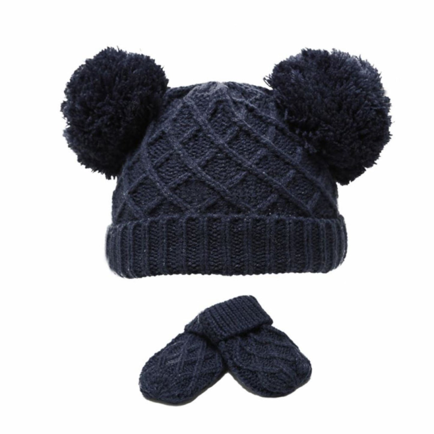Diamond Knit Hat & Mittens Set