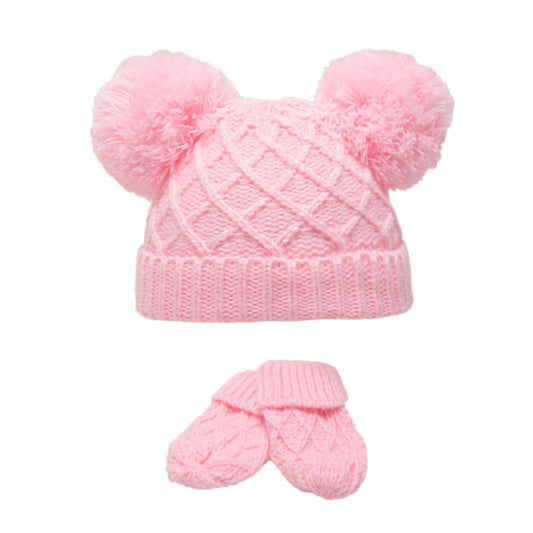 Diamond Knit Hat & Mittens Set