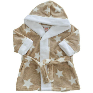 Baby Dressing Gown - Star Print - Brown - 6-24 Months