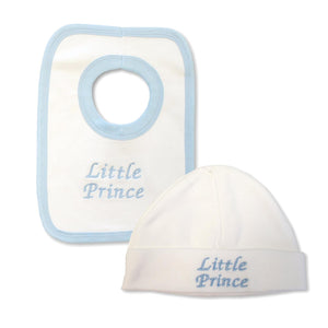 Little Prince & Princess Bib and Hat Set