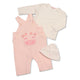 Baby Girls Outfit Set - Dungarees Top & Hat, Giraffe Theme - Pink