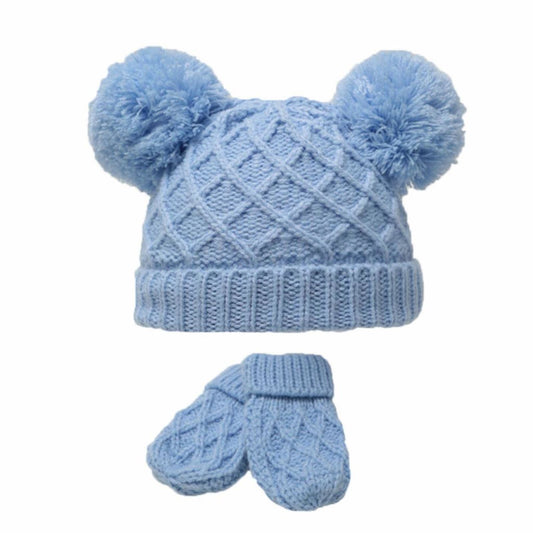 Diamond Knit Hat & Mittens Set