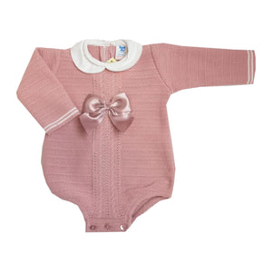 Baby Girls Knitted Romper, Pink, 0-12 Months