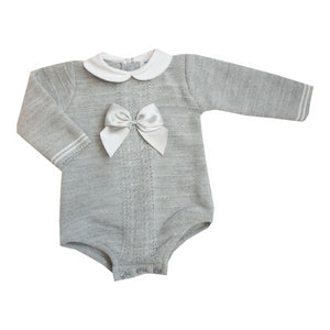 Baby Boys & Girls Knitted Romper, Grey, 0-12 Months