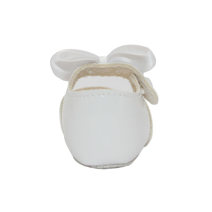 Baby Girls Bow Shoes - Soft Sole, Made in Britain, UK 0-3, White