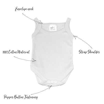 Baban Baby Bodysuits - 100% Cotton, Made in Britain, Sleeveless - White