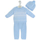 Baby Boys Knitted Outfit Set - Top, Leggings & Hat, 0-18 Months - Blue