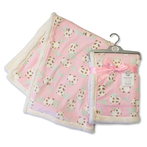 Baby Girls Wrap, Swaddle Blanket, Panda Print, Sherpa Fleece, Pink