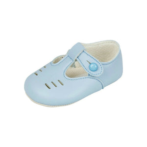 Baby Boys Shoes - Leather, UK 0-3 - Made in Britain - Blue Matt