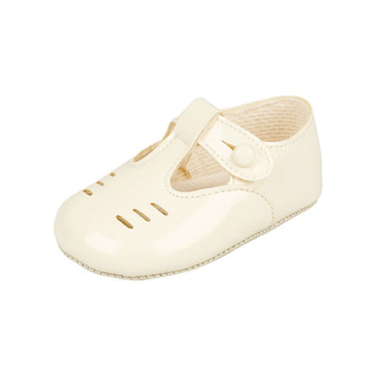 Baby Boys Shoes - Leather, UK 0-3 - Made in Britain - Ivory Patent