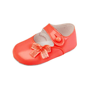 Baby Girls Polka Dot Bow Shoes, Leather - Made in Britain - Red Patent