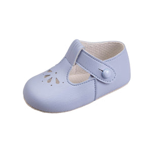 Baby Girls Leather Shoes - Petal, UK 0-4 - Made in Britain - Blue