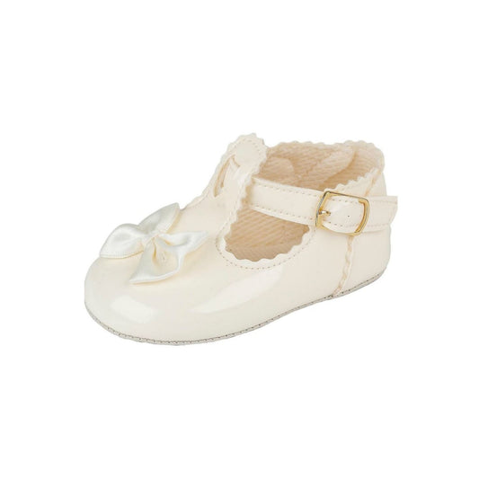 Baby Girls T-Bar Shoes - Patent Leather, UK 0-4 - Made in Britain - Ivory