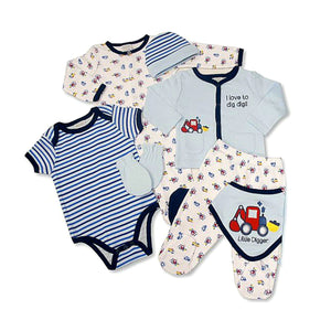 Baby Boys Layette Gift Set - 100% Cotton Clothing - Blue