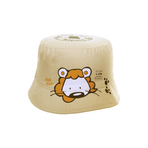 Baby Boys Bucket Hat - Lion Design, Cream - 100% Cotton