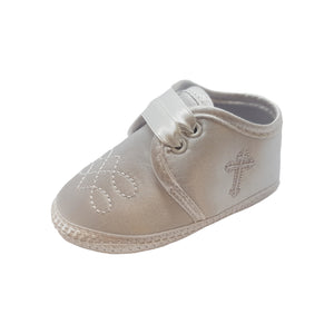 Baby Boots - Soft Sole Christening Shoes, 0-12 Months - White