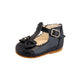 Baby Girls Leather Shoes - Hard-soled, Navy, Sally - Sevva