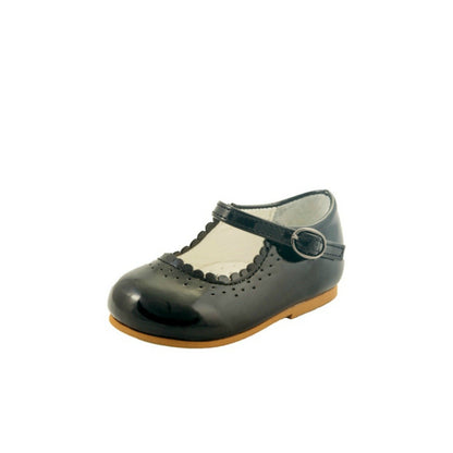 Baby Girls Shoes, UK 2-8 - Sevva Emma, Hard Sole, Leather - Black