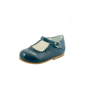 Baby Girls Shoes, UK 2-8 - Sevva Emma, Hard Sole, Leather - Navy