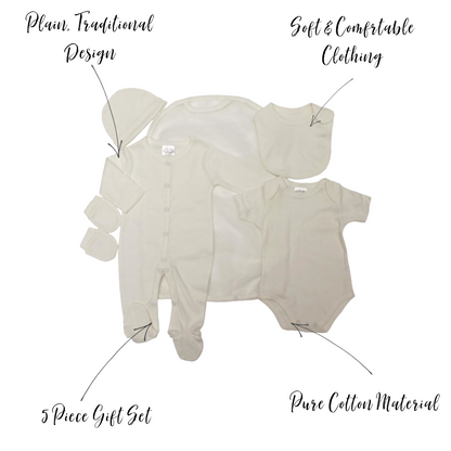 5 Piece Plain Layette Set