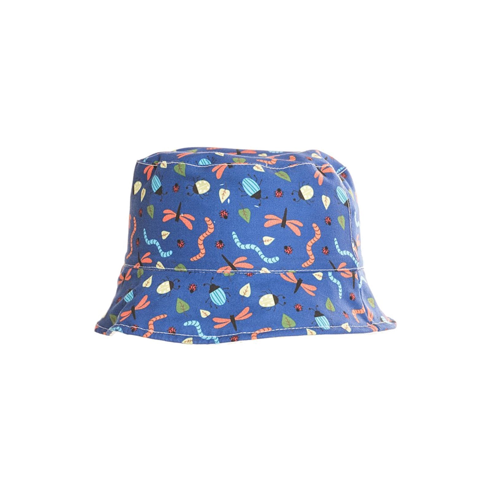 Boys Bucket Hat, Mini Beast Theme, Navy - 100% Cotton
