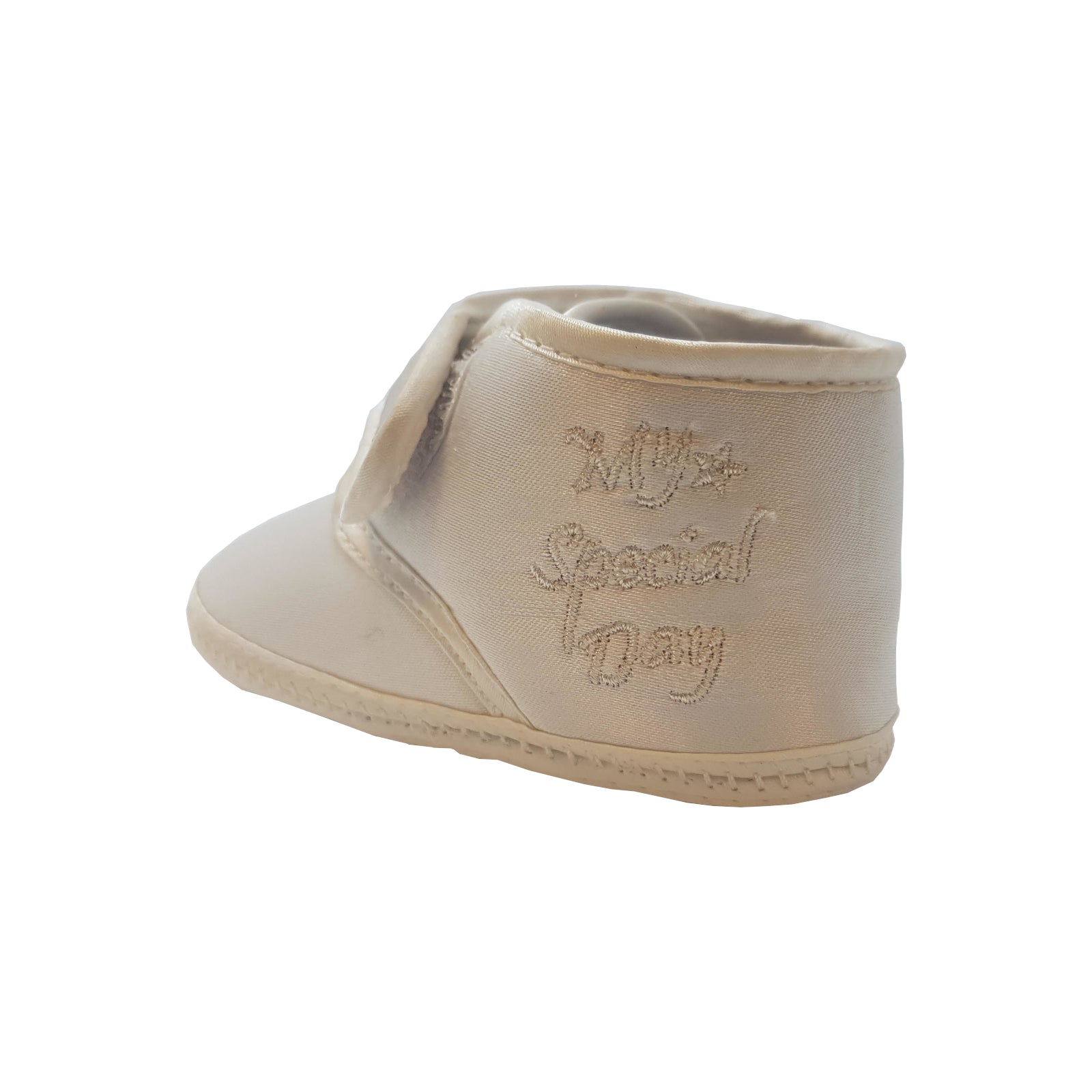 Baby Christening Boots - 'My Special Day' Embroidery, Cream