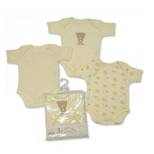 Baby Boys & Girls Bodysuits, Short Sleeve - 100% Cotton, Ecru