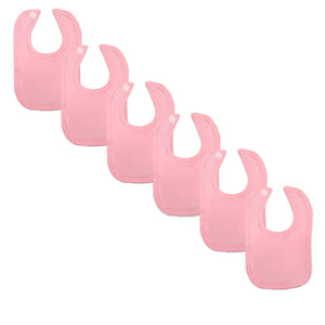Plain Traditional Bibs - 6 Pack, 100% Cotton, Pink
