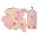 Baby Girls Layette Gift Set - Pink, 100% Cotton Clothing, 7 Piece Set