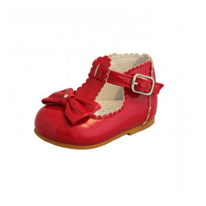 Baby Girls Leather Shoes - Hard-soled, Red, Sally - Sevva