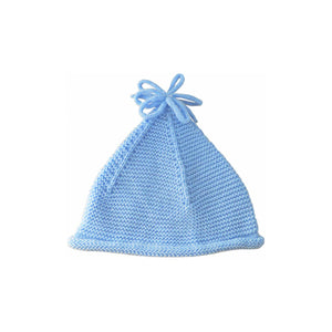 Baby Boys Knitted Beanie - Blue, Waffle Knit - Pesci Baby