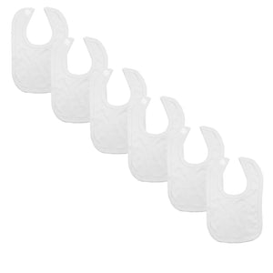 Plain Traditional Bibs - 6 Pack, 100% Cotton, White