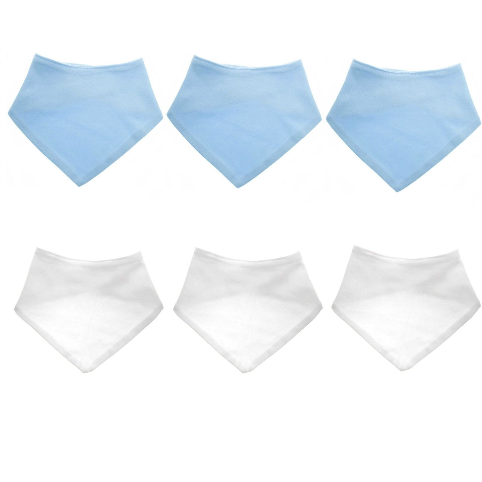 Baby Boys Bandana Bibs - 6 Pack, 100% cotton, Blue & White