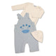 Baby Boys Outfit Set - Dungarees Top & Hat, Giraffe Theme - Blue
