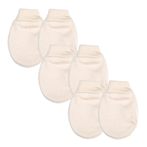 Baby Boys & Girls Scratch Mitts, 3 Pairs, Cotton, Made in UK - Cream