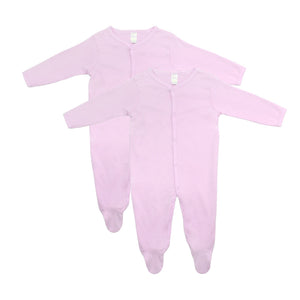 Baby Sleepsuits - 2 Pack, 100% Cotton, 0-6 Months- Pink