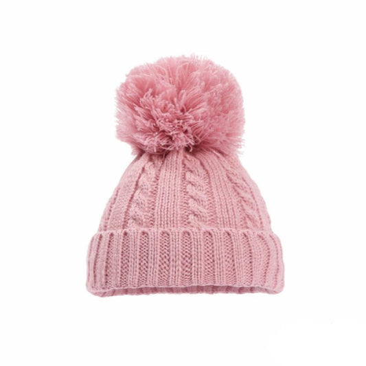 Cable Knit Pom Pom Bobble Hat 0-24 Months