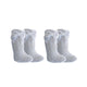 Baby Girls Knee High Socks - 2 Pack, Cotton Rich with Bow - White