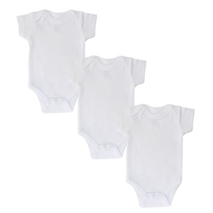 Tiny Baby Bodysuit Vests - 3 Pack, Pure Cotton, Boys, Girls - White