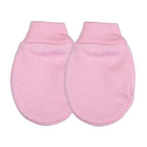 Baby Girls Scratch Mitts / Mittens, 3 Pairs, Cotton, Made in UK - Pink