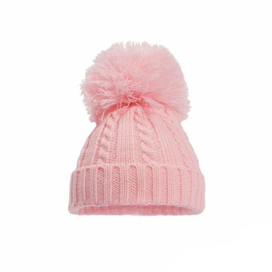 Cable Knit Pom Pom Bobble Hat 0-24 Months