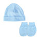 Baby Boys Hat And Scratch Mitts Set - Pure Cotton, Made in UK - Blue