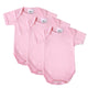 Baban Baby Bodysuits - 3 Pack - 100% Cotton, Made In Britain - Pink