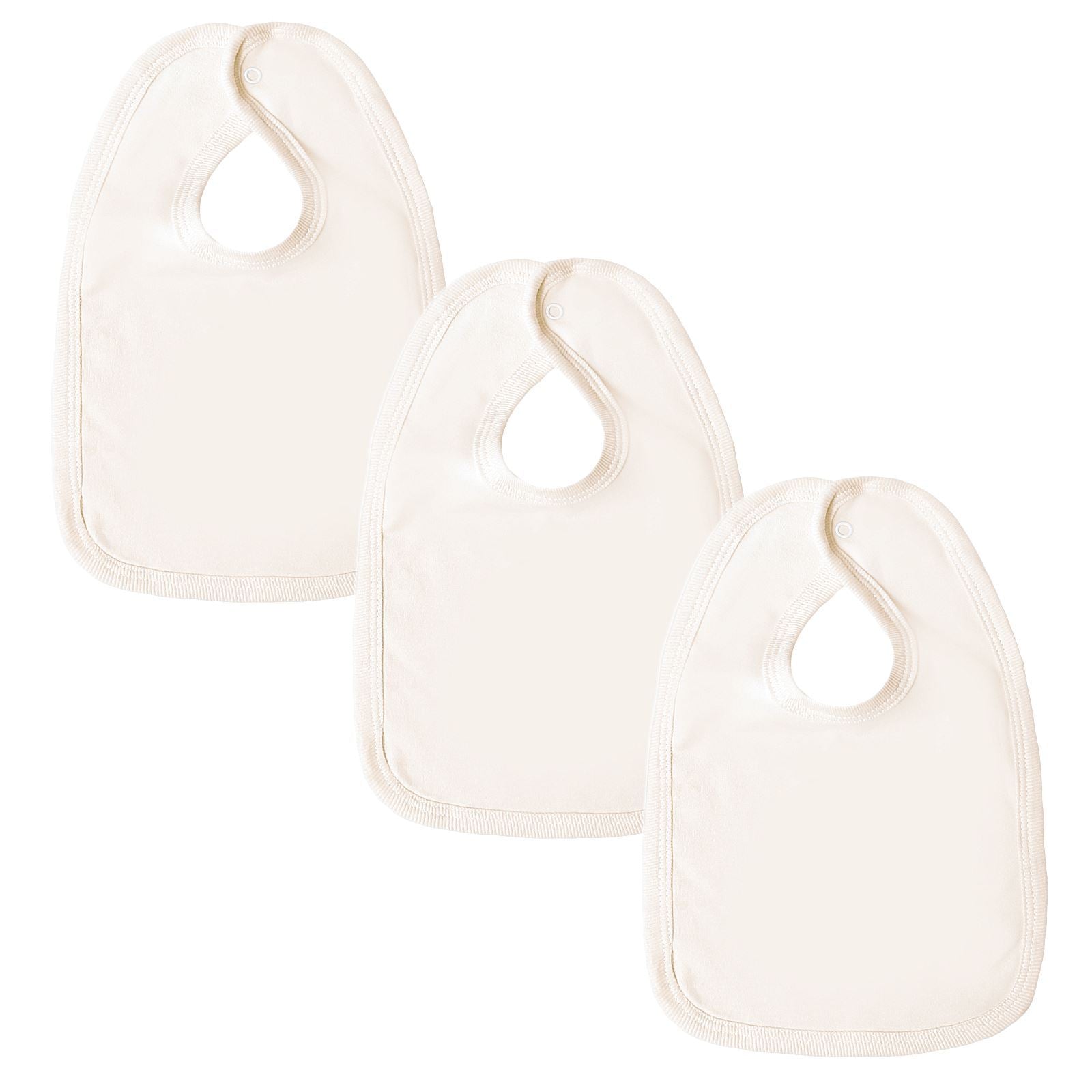 Baban Baby Bibs - 3 Pack - 100% Cotton, Made In Britain - Cream