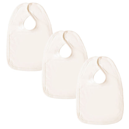 Baban Baby Bibs - 3 Pack - 100% Cotton, Made In Britain - Cream