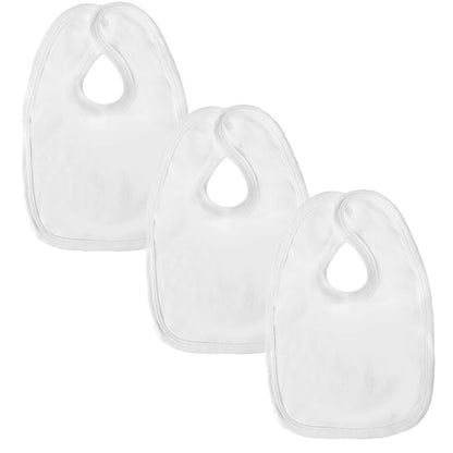 Baban Baby Bibs - 3 Pack - 100% Cotton, Made In Britain - White