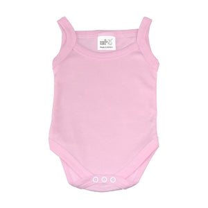 Baban Baby Bodysuits - 100% Cotton, Made in Britain, Sleeveless - Pink