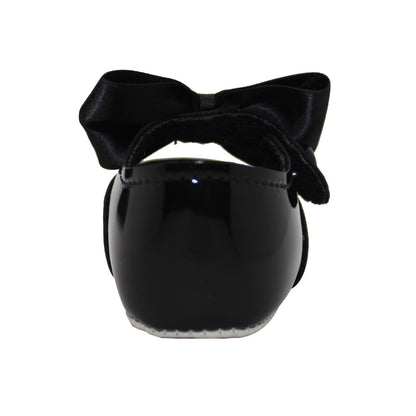 Baby Girls Bow Shoes - Soft Sole, Made in Britain, UK 0-3, Black